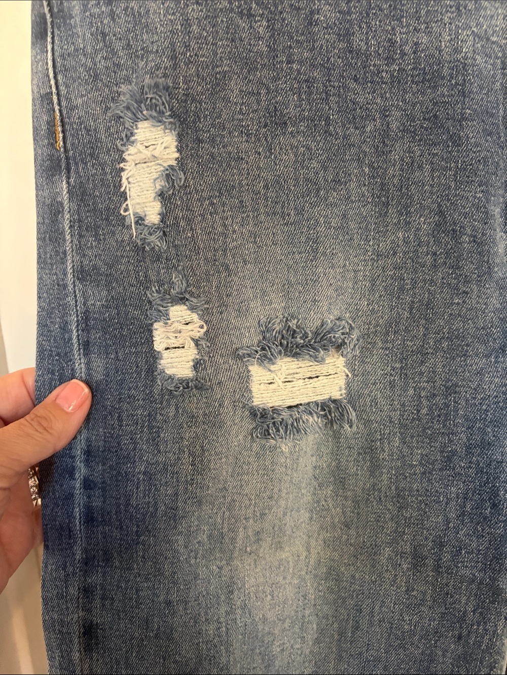 Kids Distressed Wide-Leg Jeans in Mid Blue - Picture 4 of 13